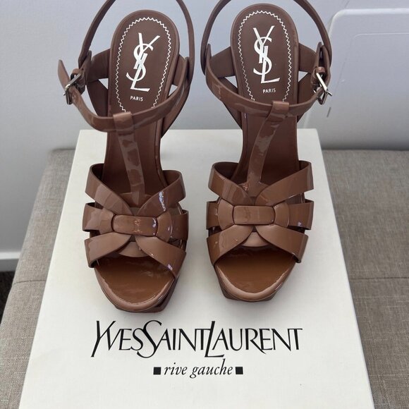 YSL Yves Saint Laurent Tribute platform sandals patent leather - Picture 8 of 10